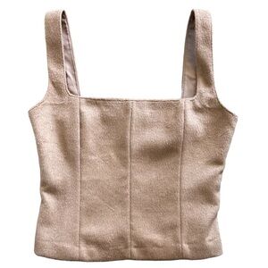 Zara Tan Faux Fur Crop Top Size S NWT